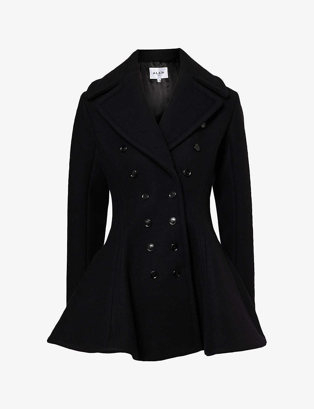 Alaïa Princess Double-breasted Wool-blend Coat in Black Alaïa Princess Double-breasted Wool-blend Coat in Black