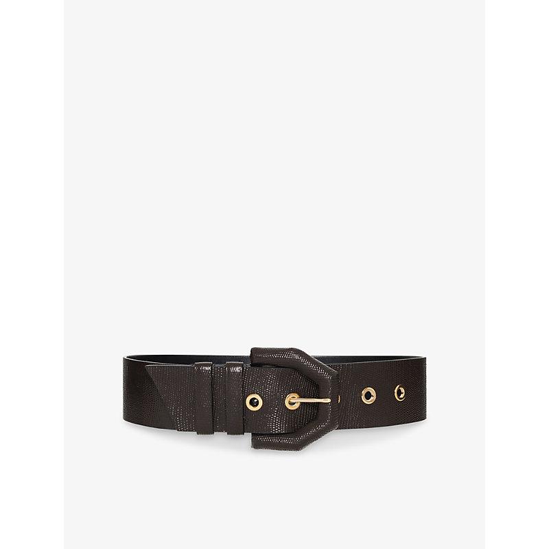 The Kooples Textured Wide Leather Belt in Black | Lyst display picture 1