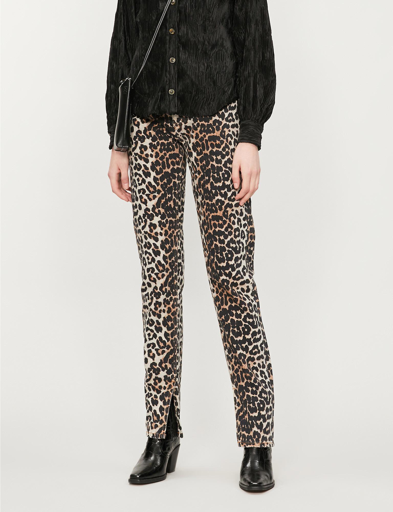 ganni leopard jeans