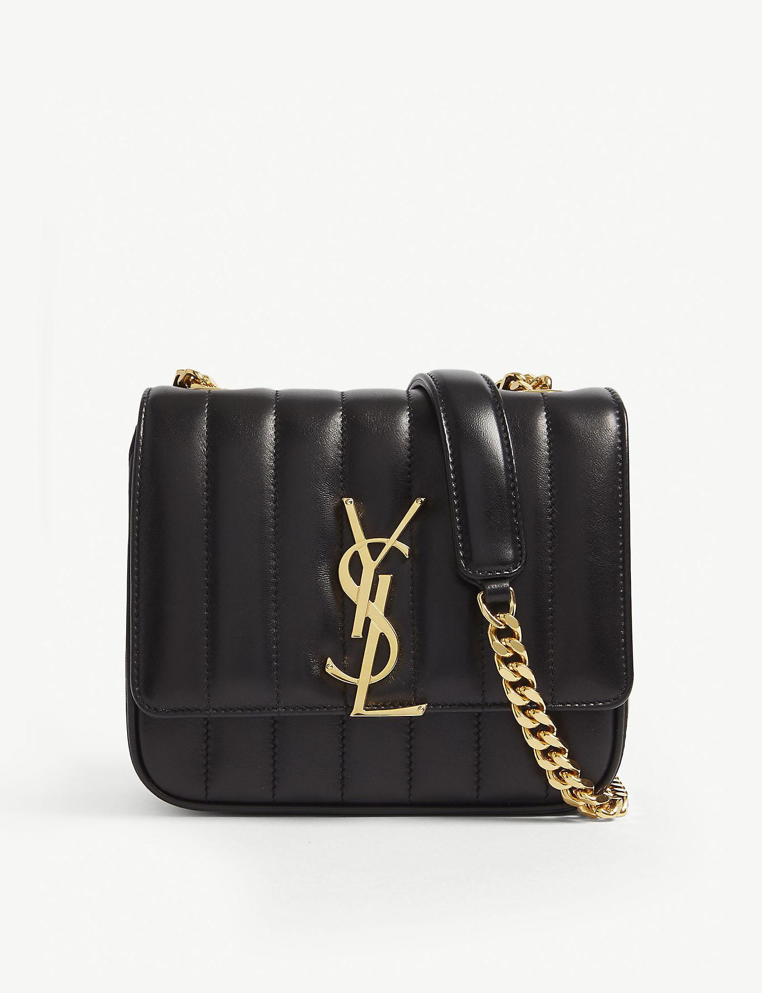 Saint Laurent Vicky Medium Ysl Monogram Chain Crossbody Bag in Black