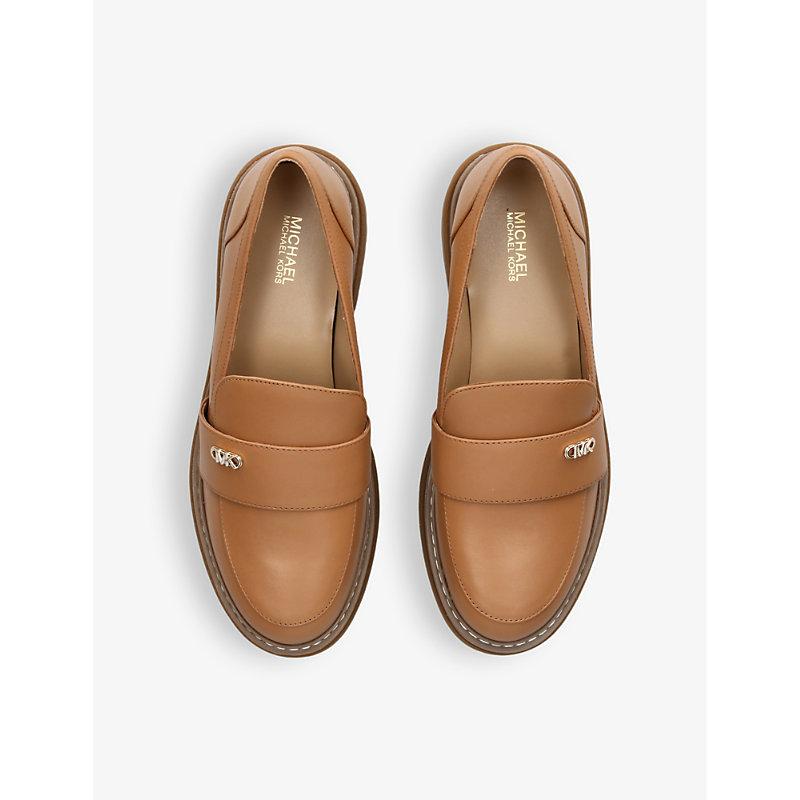 MICHAEL Michael Kors Michael Kors Parker Brand plaque Leather Loafers in Natural Lyst UK