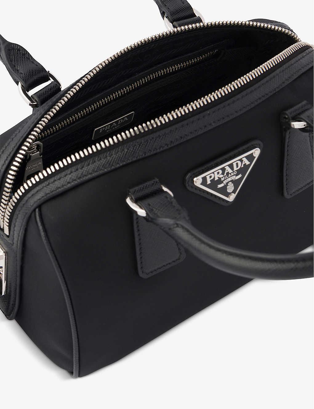 Prada Bauletto Recycled Nylon Shoulder Bag in Black | Lyst