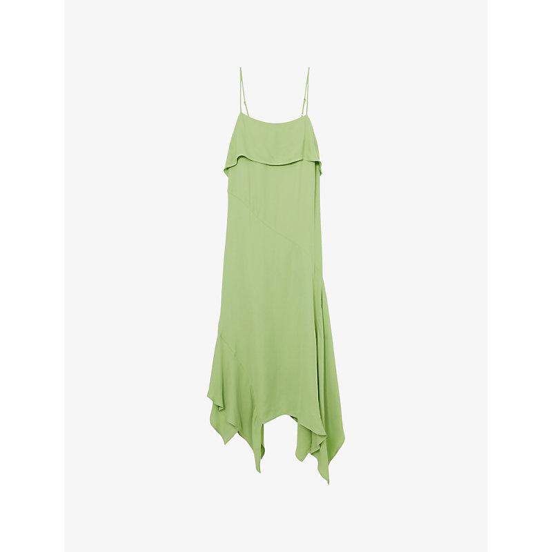 【海外限定】REISSワンピース☆Alba Asymmetric Ruffle Midi Dre Reiss Alba Ruffle-Trim Asymmetric-Hem Woven Midi Dress in