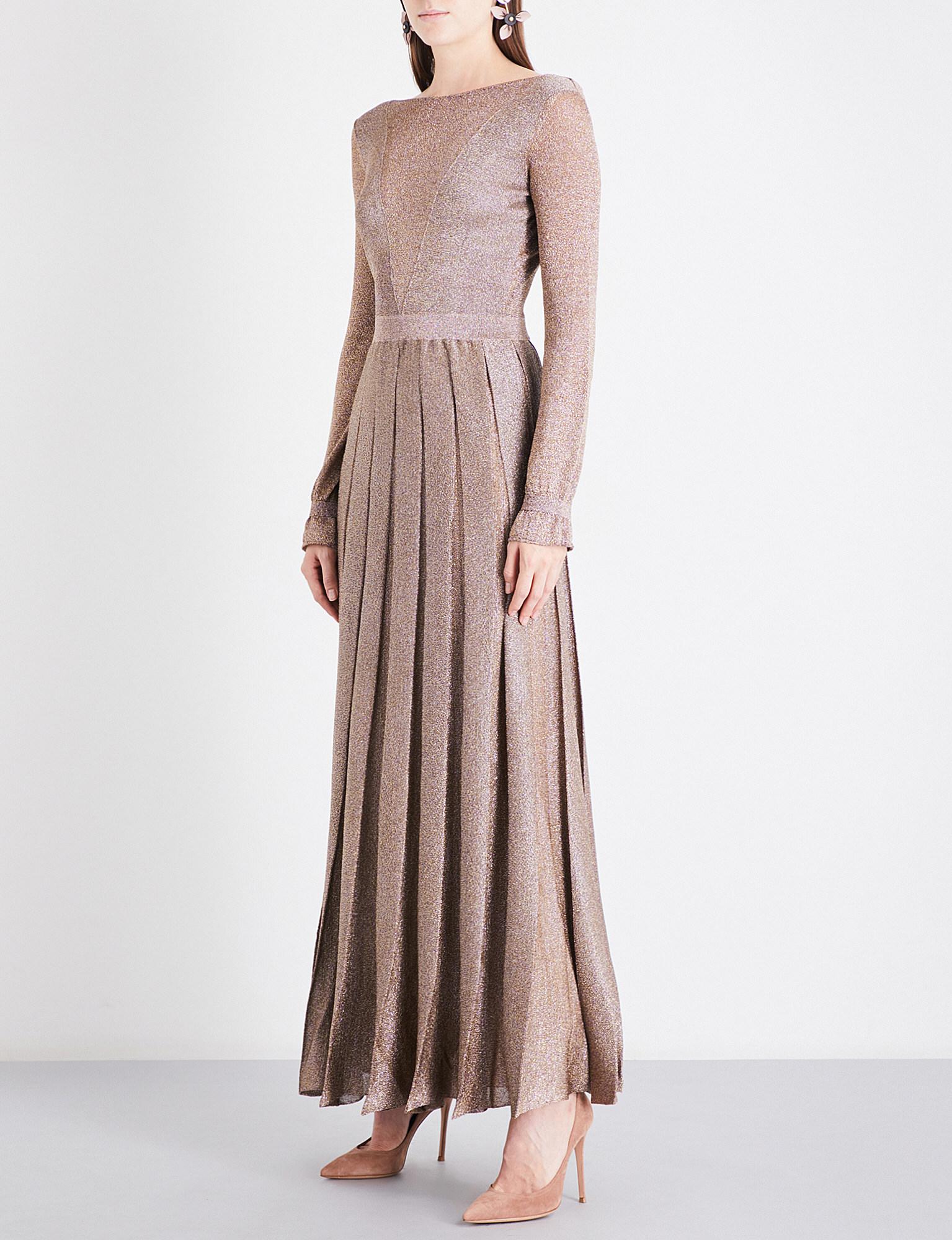 metallic knit maxi dress