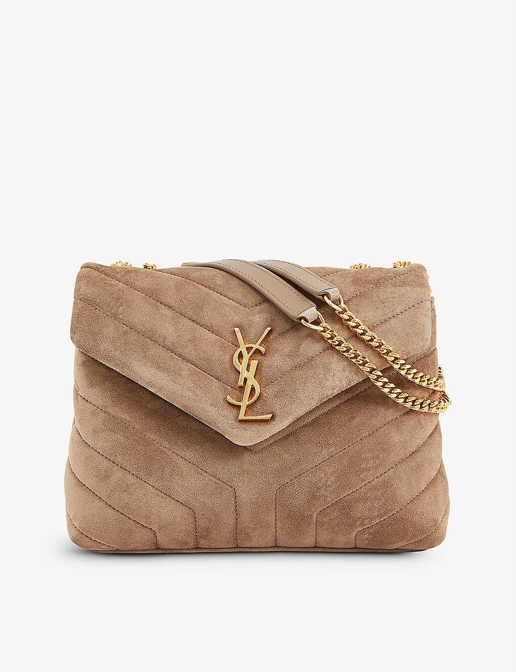 Saint Laurent Loulou Puffer Small Suede Shoulder Bag in Brown Lyst