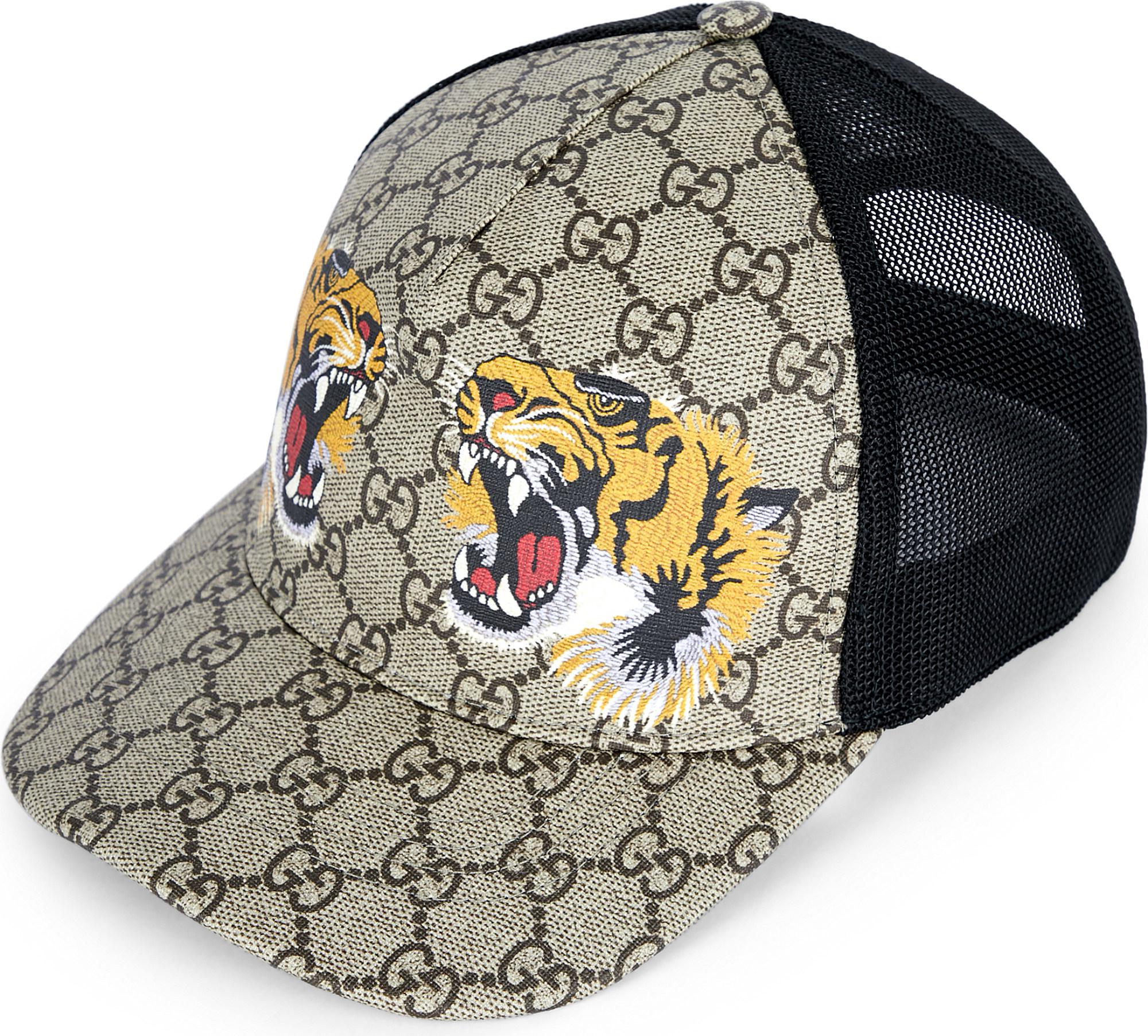 Gucci Twin Tigers Canvas Baseball Cap in Natural for Men | Lyst