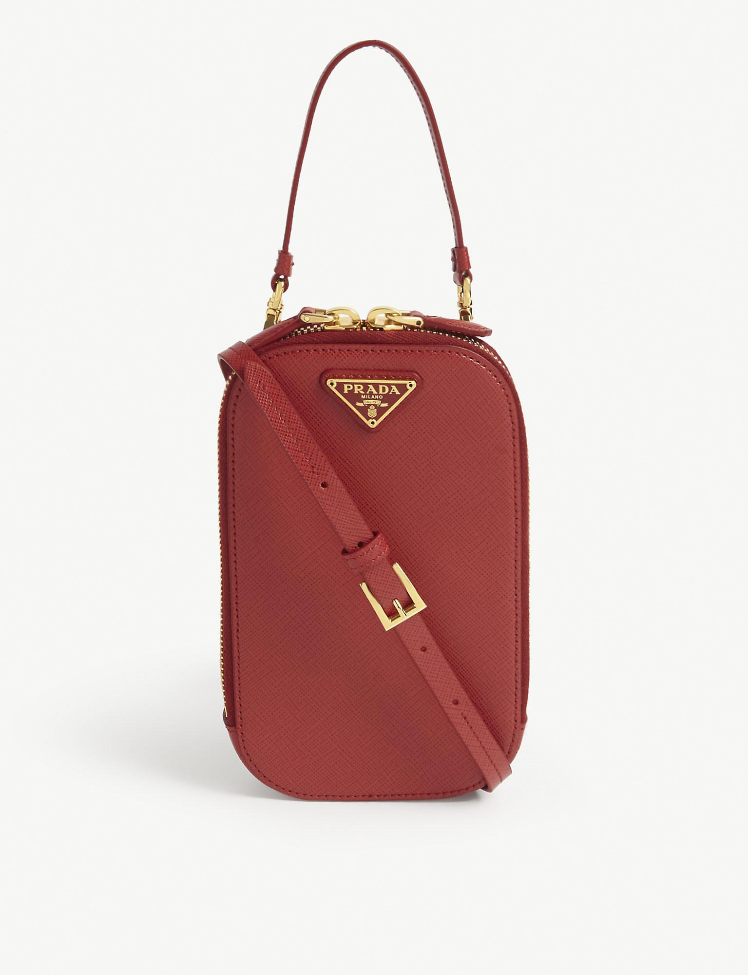 Prada Galleria Leather Phone Crossbody Bag in Red Lyst UK