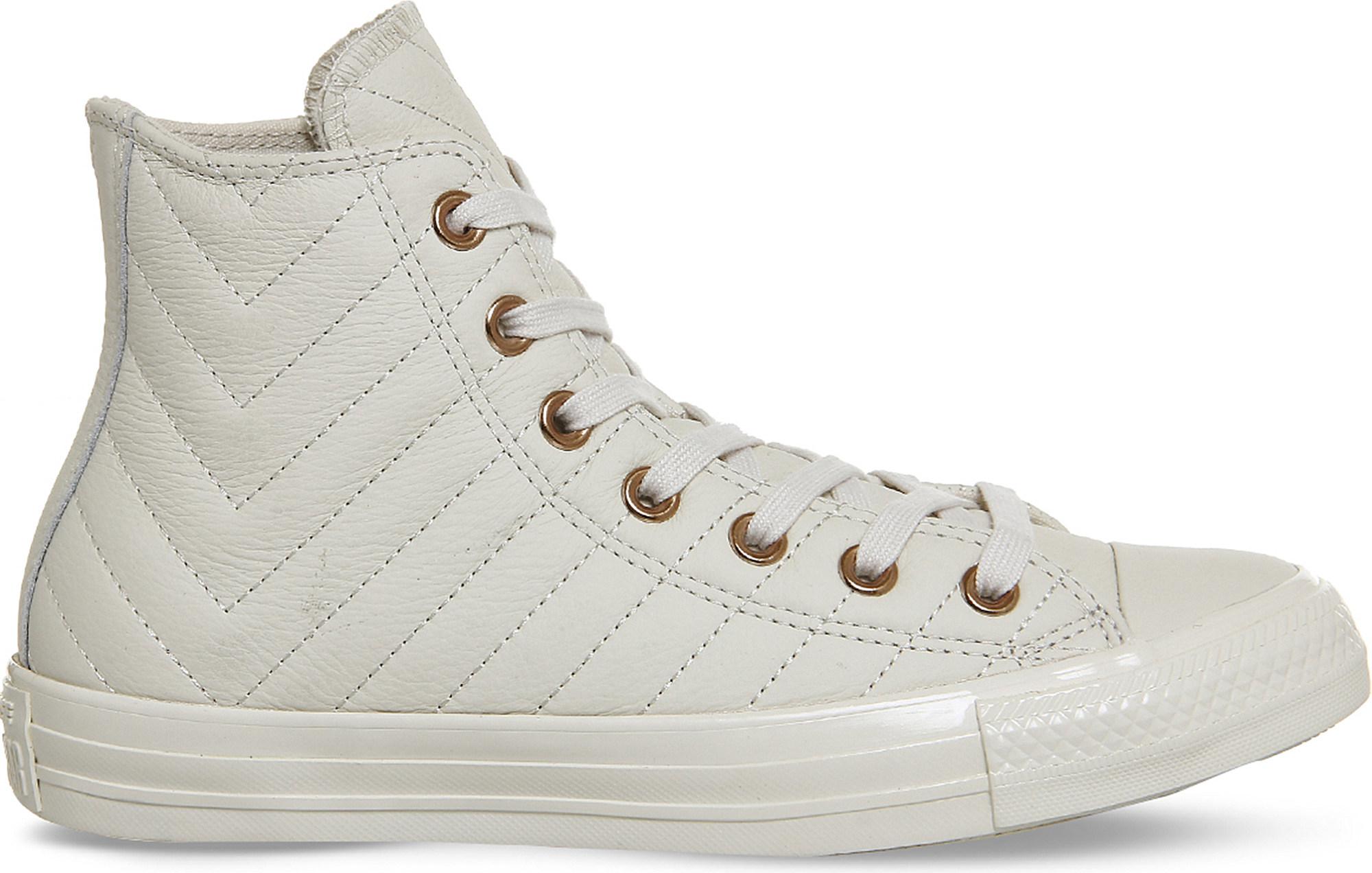 converse all star hi leather parchment rose quilted