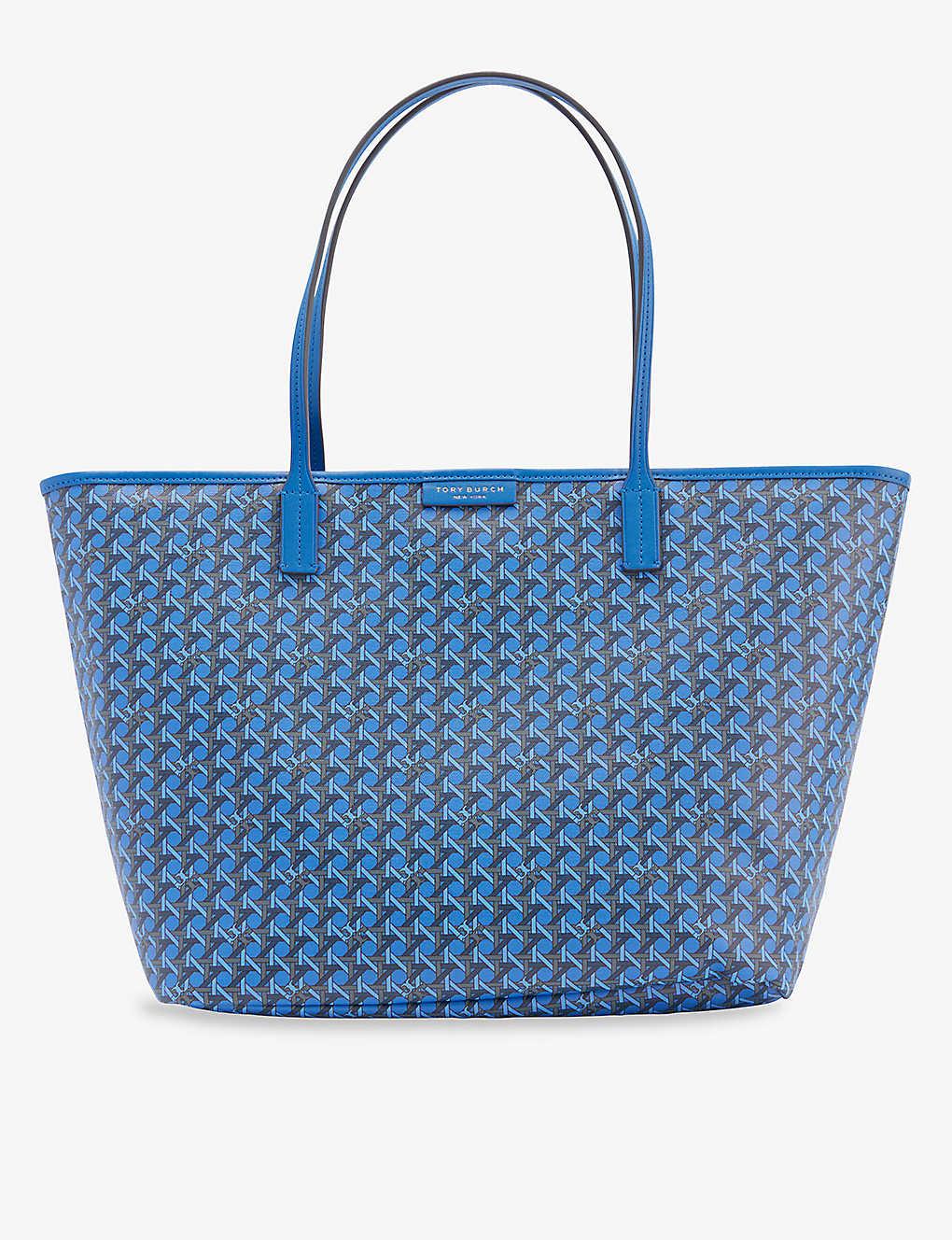 Tory Burch T-monogram Cotton Tote Bag in Blue | Lyst