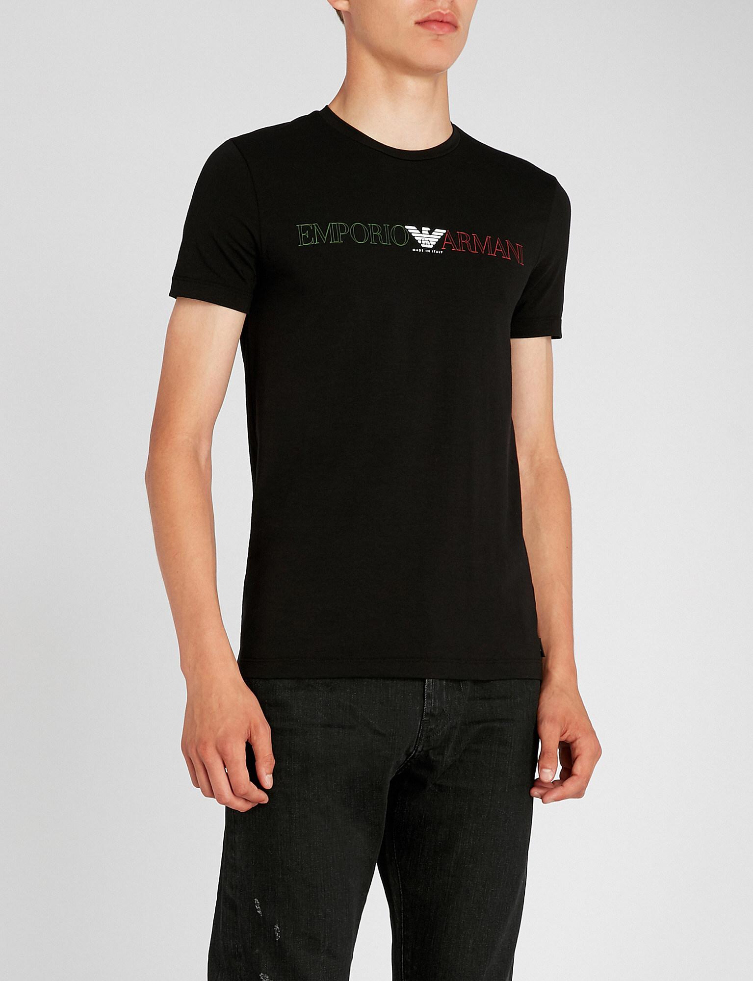 verwijzen Aardbei Brochure Emporio Armani Made In Italy Logo T-shirt in Black for Men | Lyst