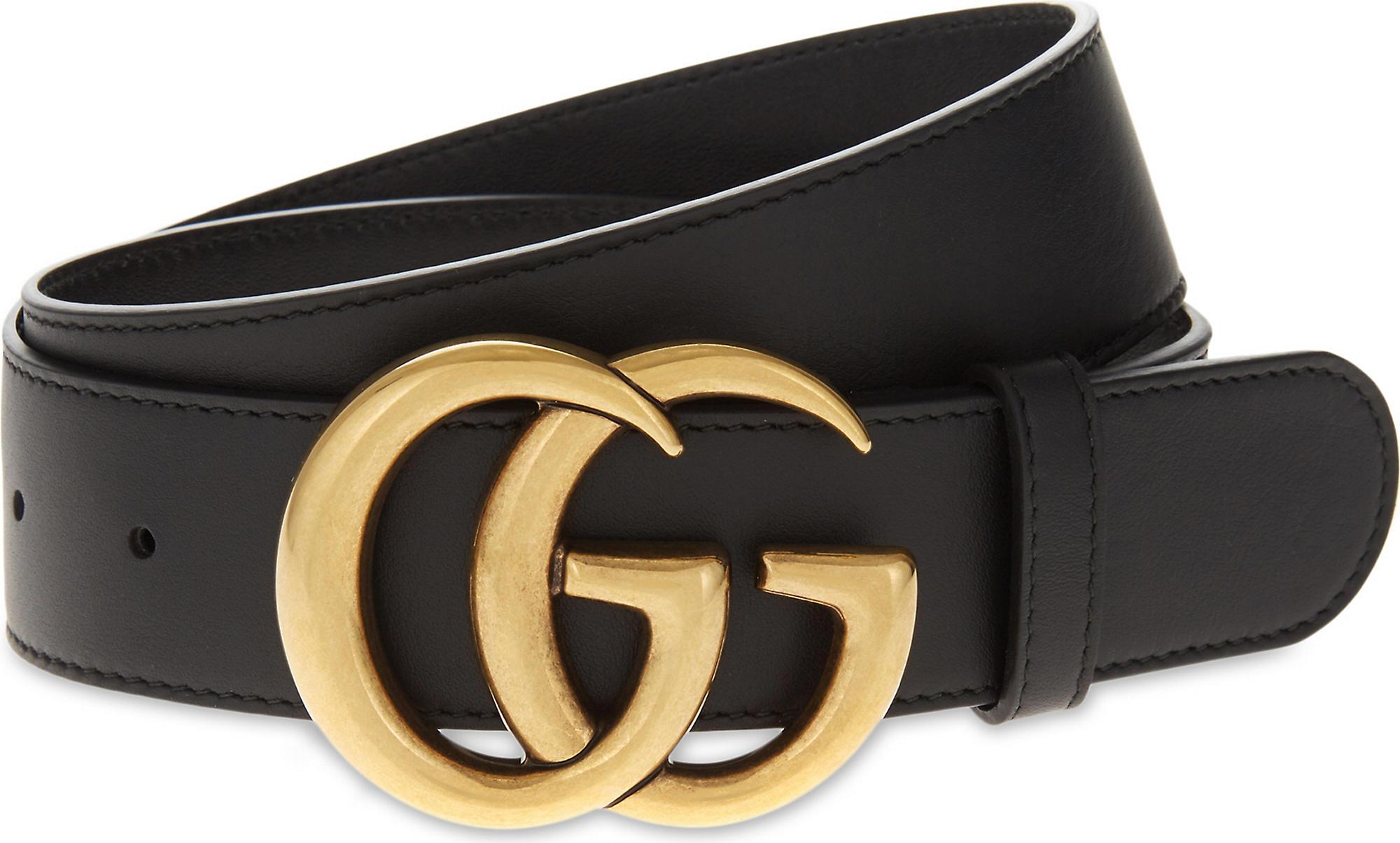Gucci GG Leather Belt in Nero (Metallic) - Lyst