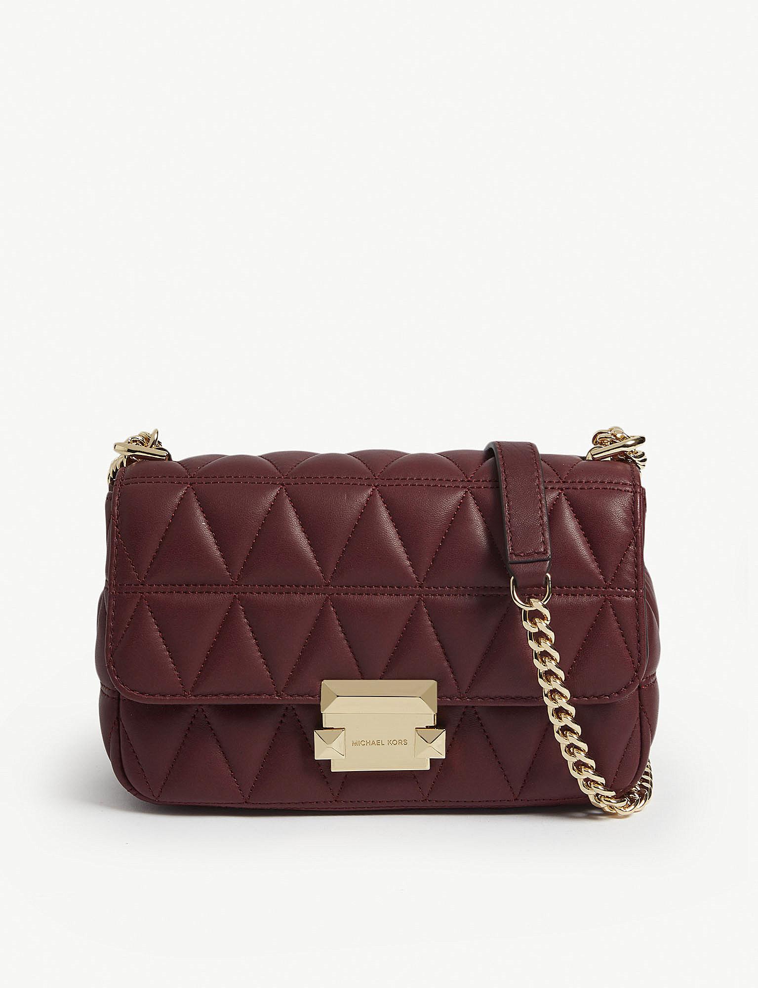 MICHAEL Michael Kors Sloan Small Quilted Leather Cross-body Bag in Oxblood  (Purple) - Lyst