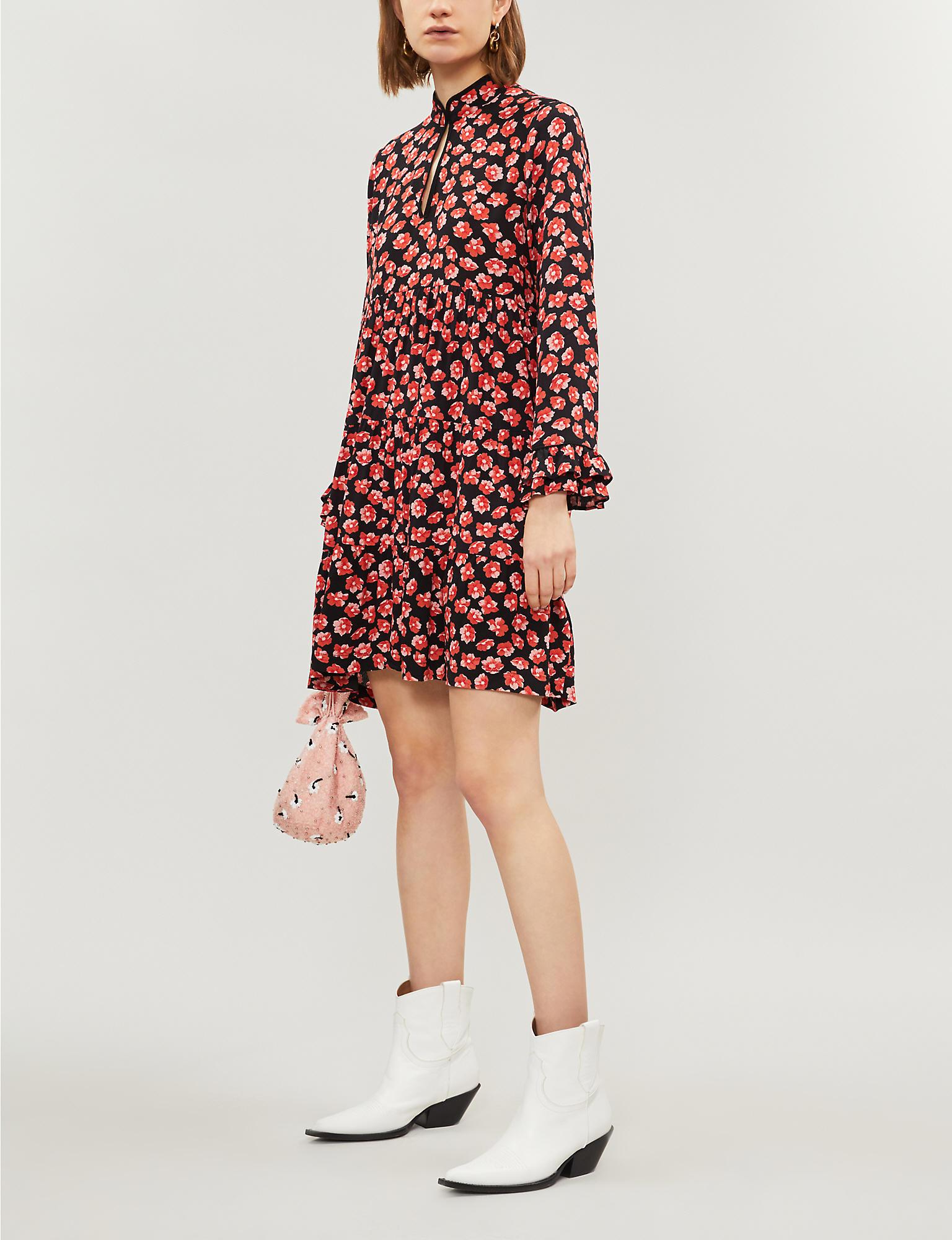 ganni lindale crepe dress fiery red
