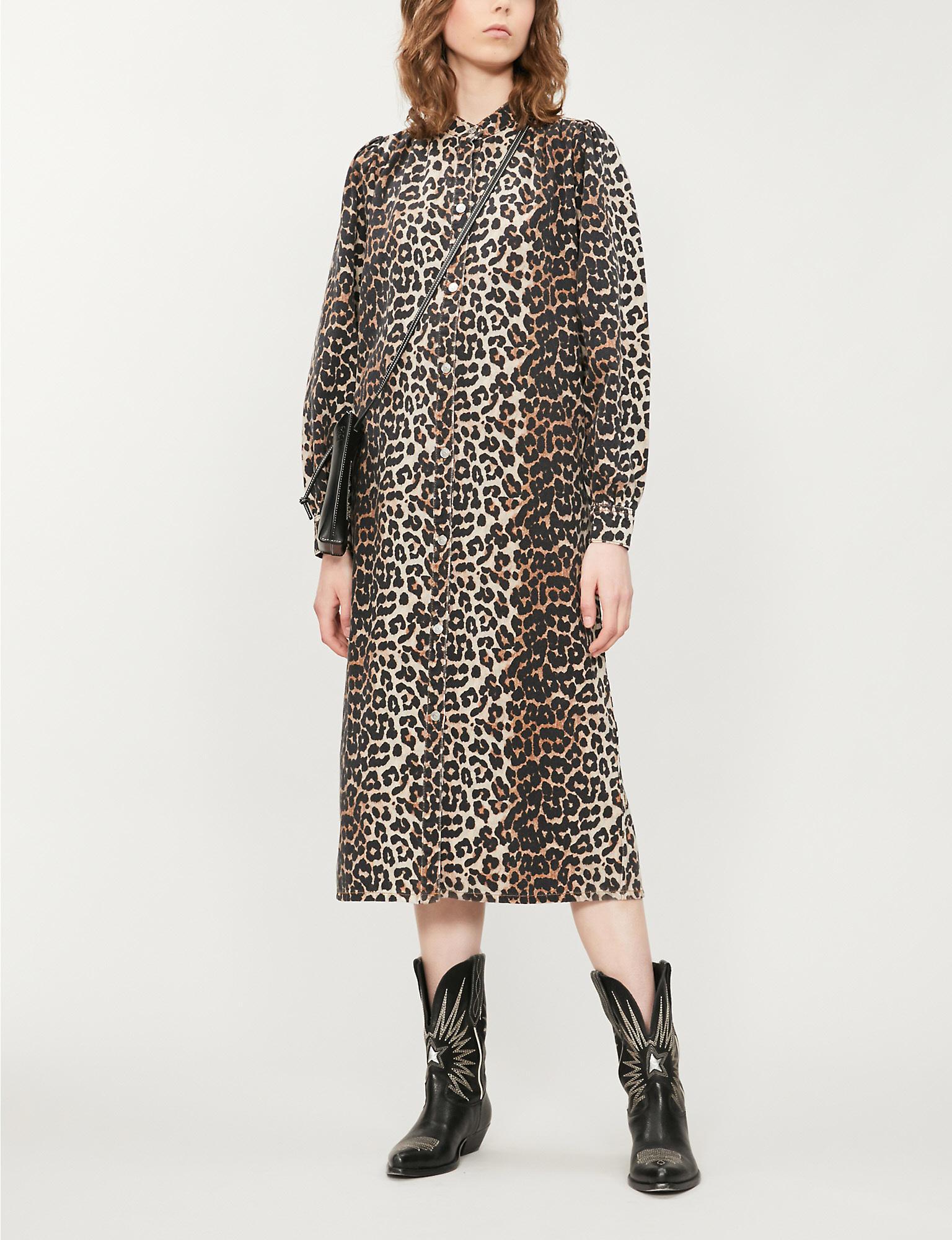 leopard print denim dress