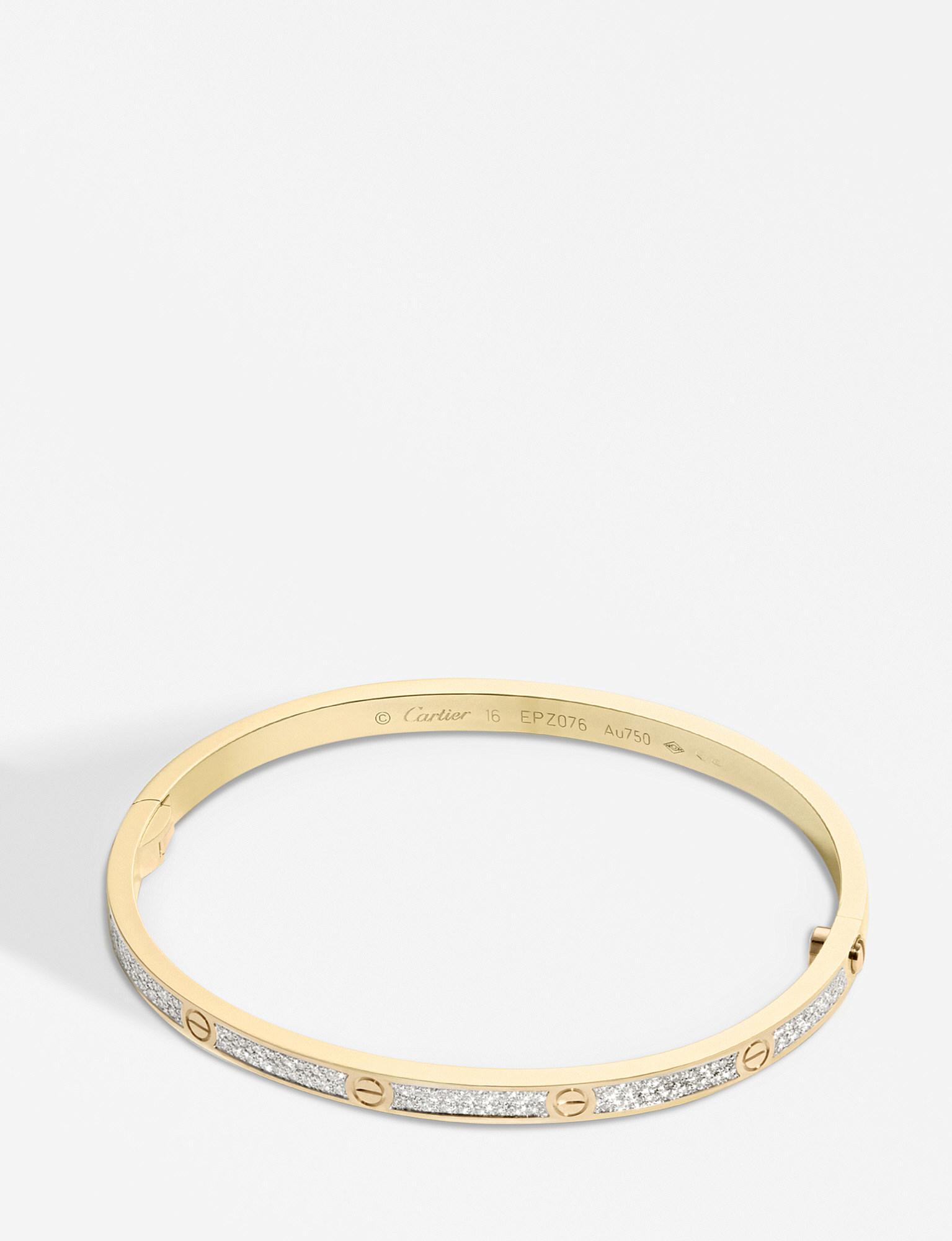 cartier love 18ct yellow gold bracelet small