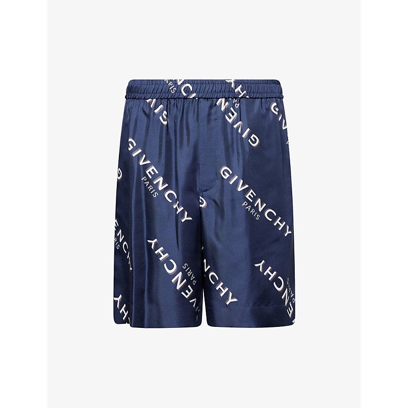 Givenchy Relaxed-Fit Logo Silk Shorts in Blue for Men Lyst UK