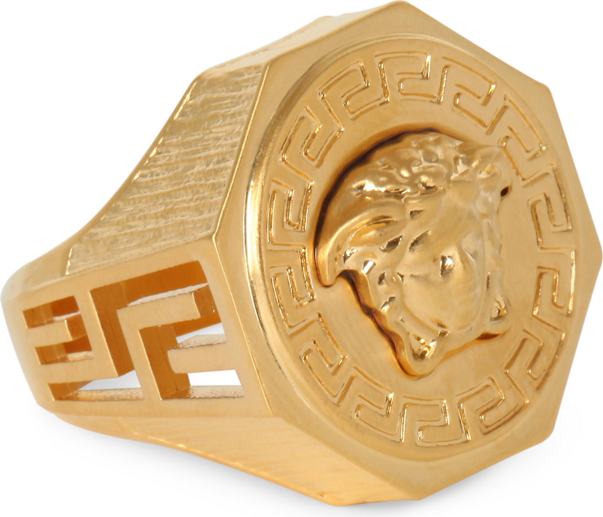 Versace Medusa Greca Gold-plated Ring in Metallic for Men | Lyst