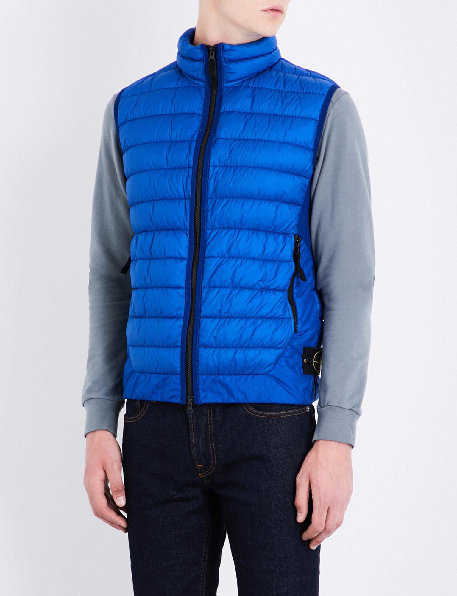 Stone Island Stand-collar Quilted Gilet in Blue for Men - Lyst