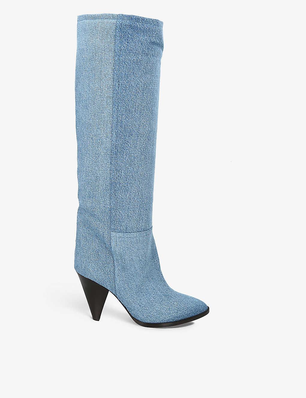 Isabel Marant Ririo Pointed-toe Denim Knee-high Boots in Blue | Lyst Canada