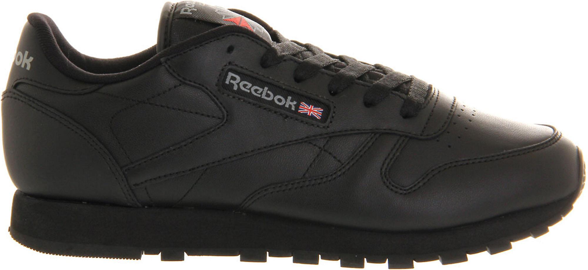 reebok black classic leather trainers