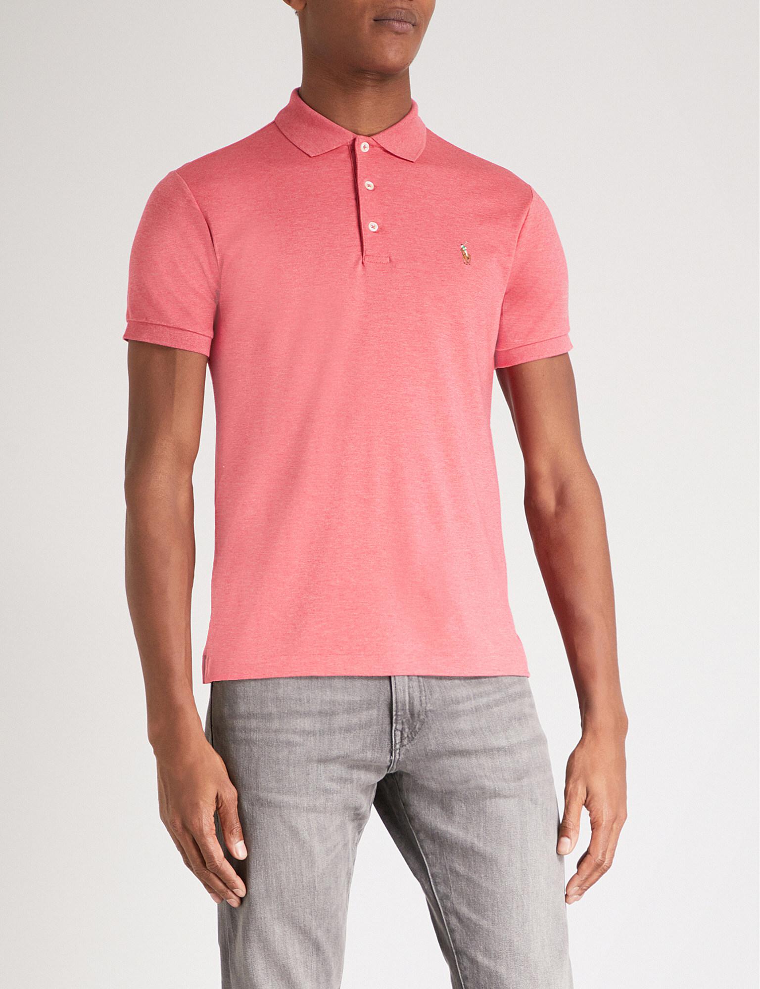 Polo Ralph Lauren Slim-fit Soft-touch Cotton Polo Shirt in Salmon Heather  (Pink) for Men - Lyst