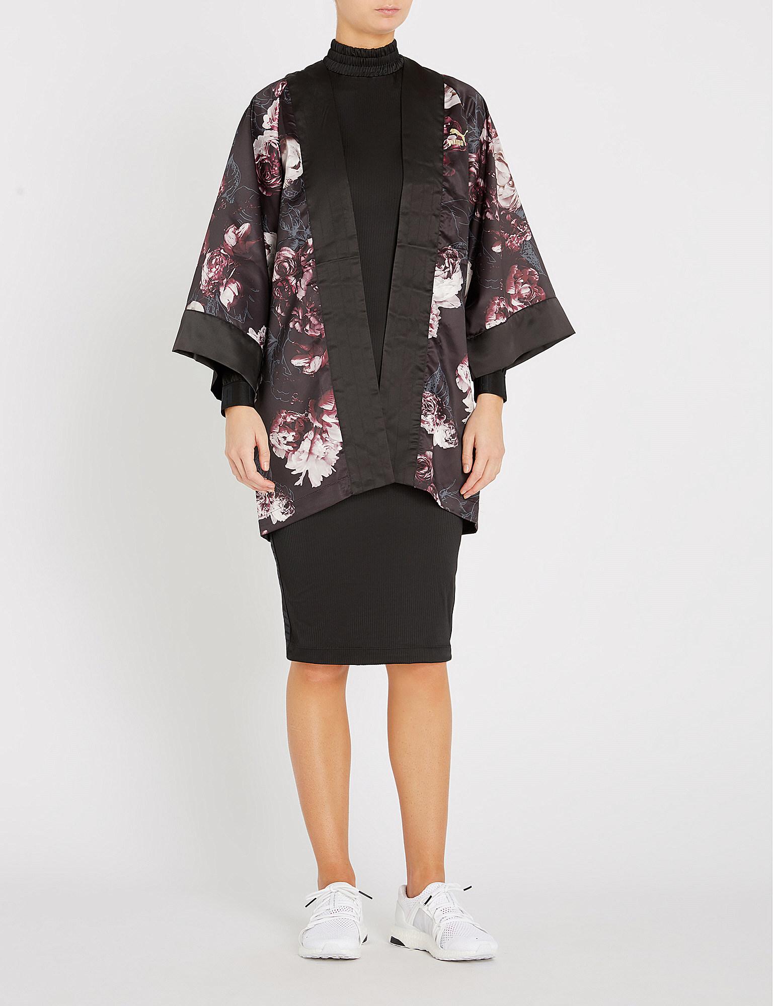PUMA X Kenza Silk-satin Kimono in Black | Lyst Australia
