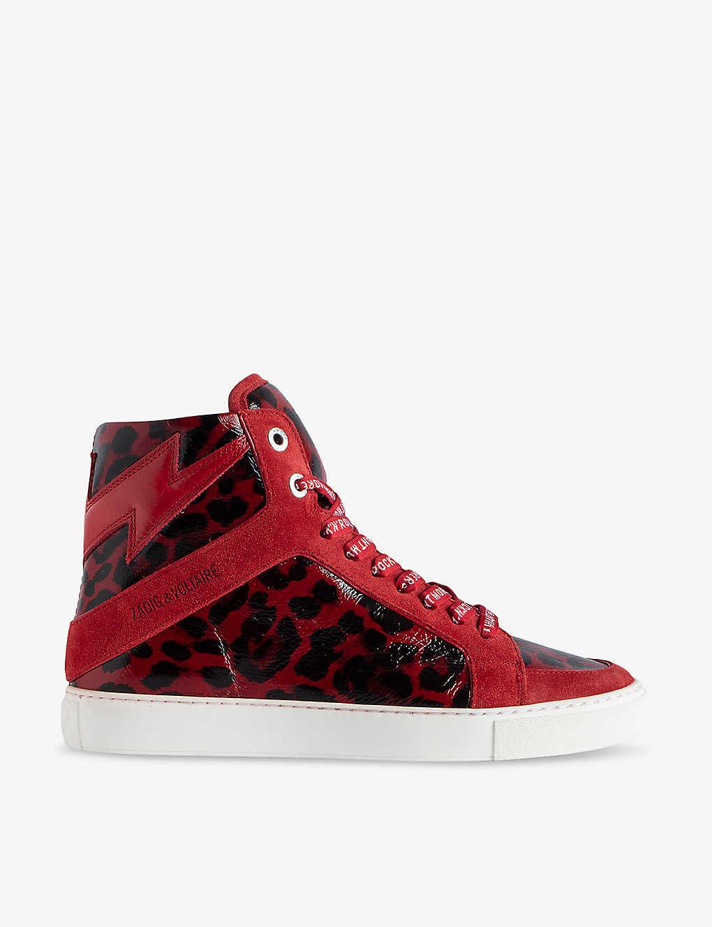 Leopard print high top cheap sneakers