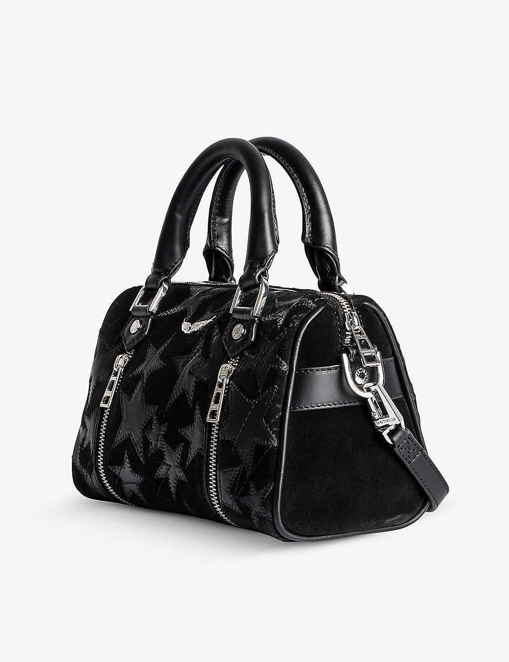 Zadig & Voltaire Sunny Xs Star-embroidered Suede Bowling Bag in Black