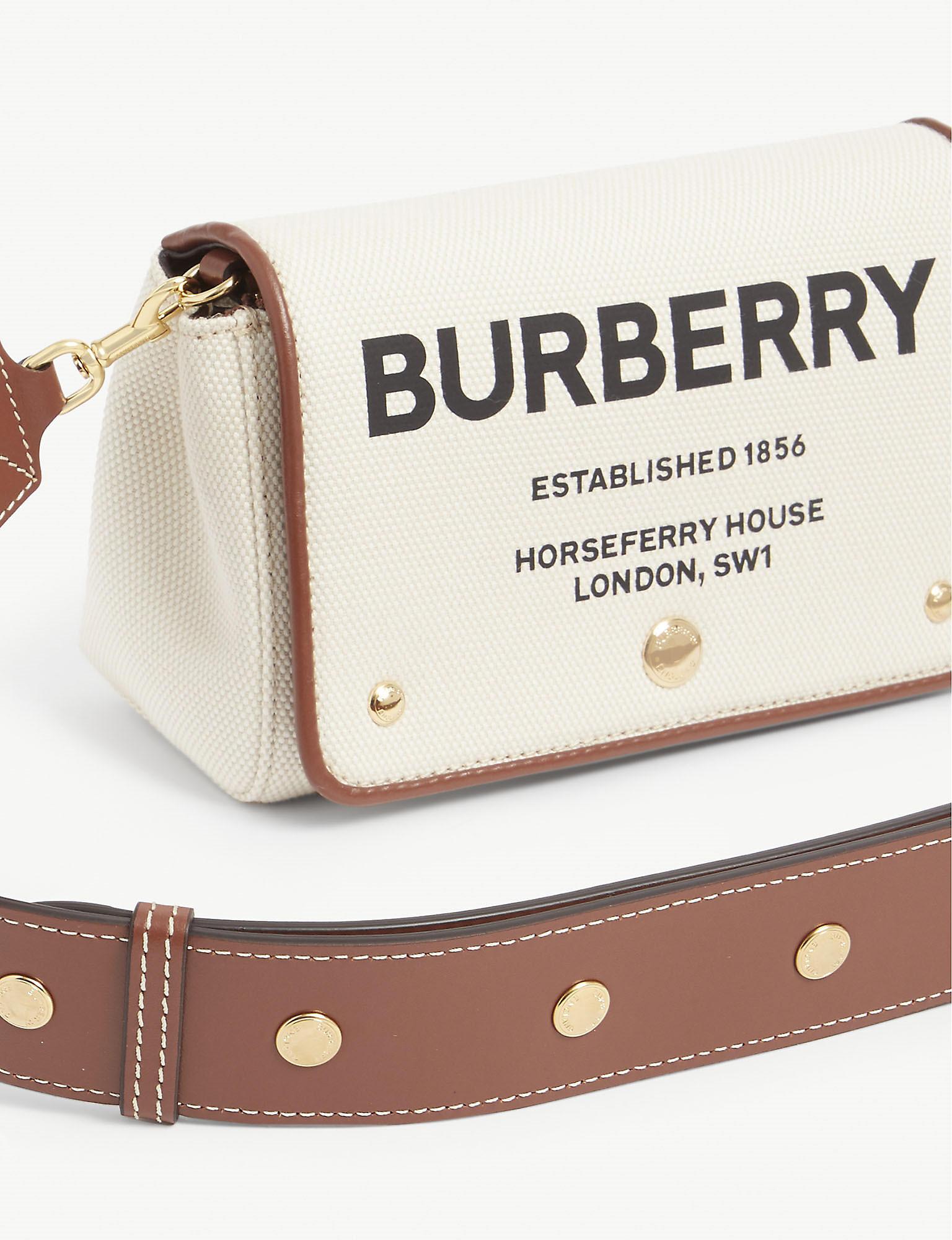 Burberry Beige/Tan Canvas and Leather Small Horseferry Crossbody Bag