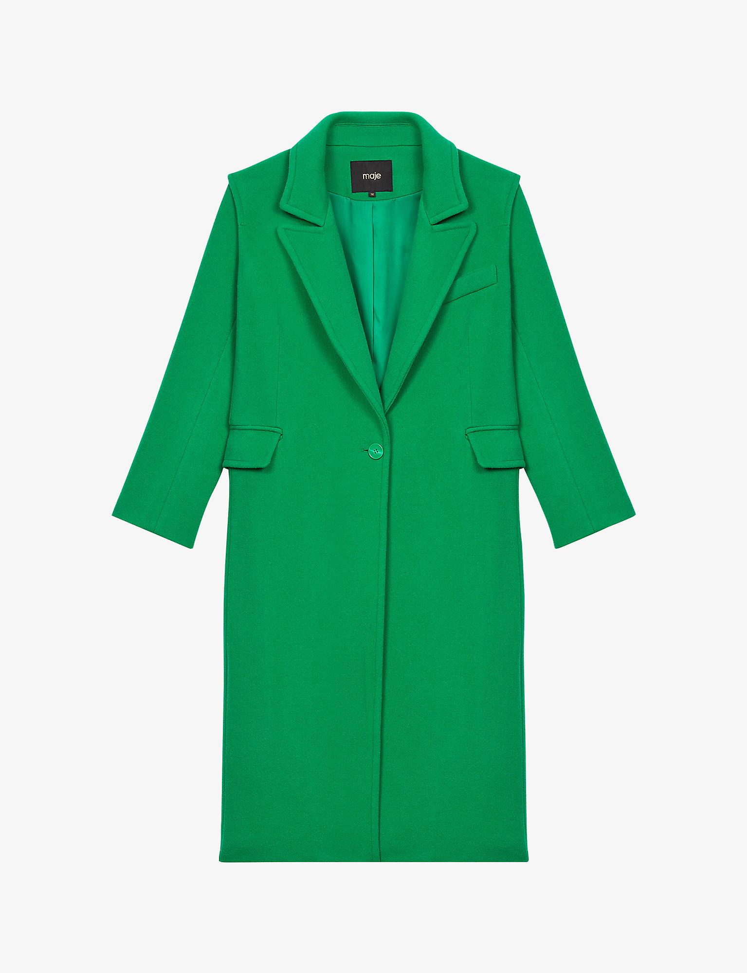 Maje Givera Singlebreasted Woolblend Coat in Green Lyst Canada