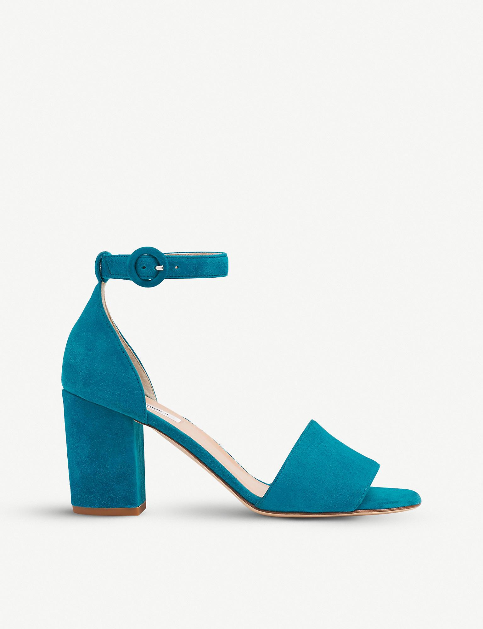 turquoise block heels