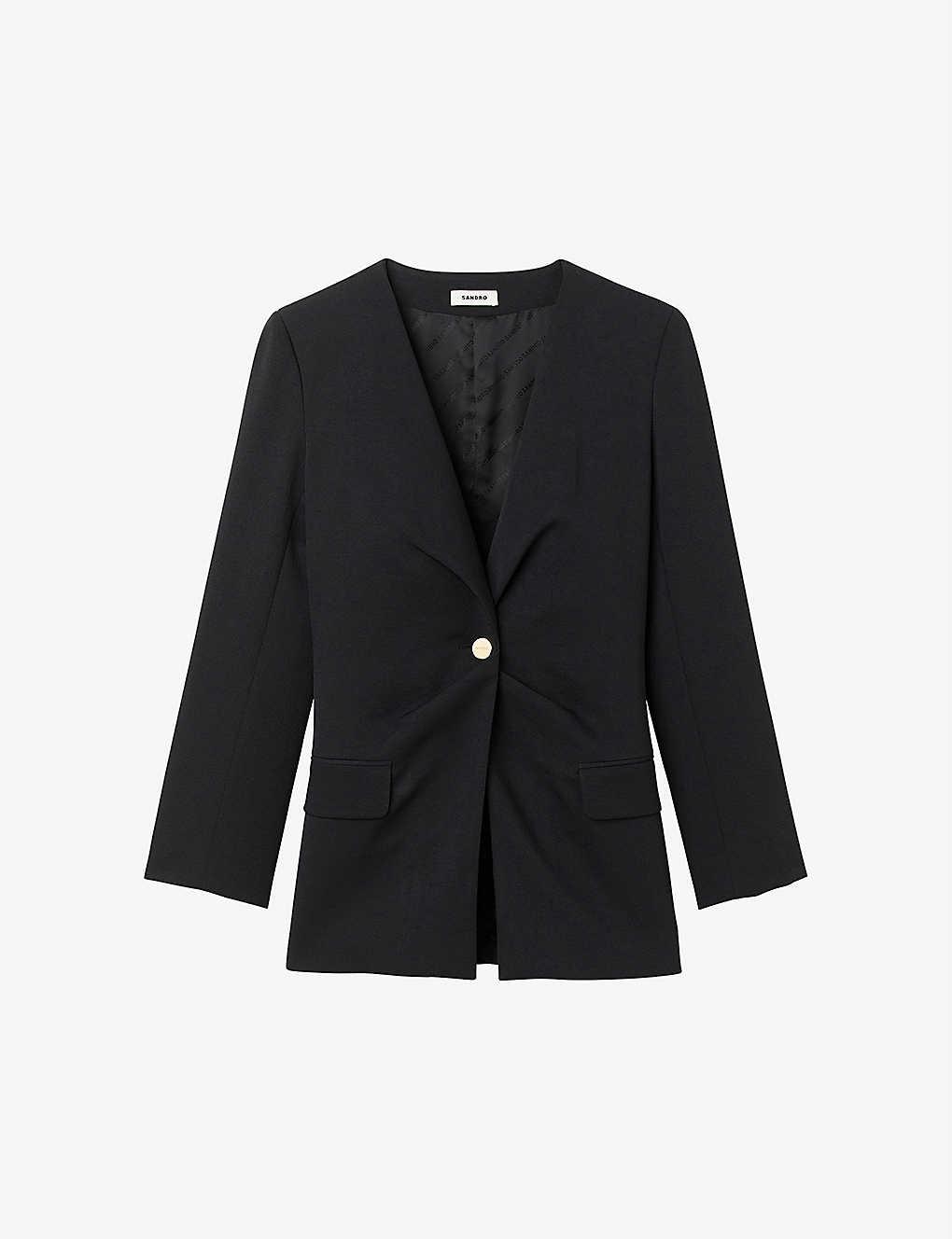 Sandro Abilly Single-breasted Slim-fit Woven Blazer in Black | Lyst
