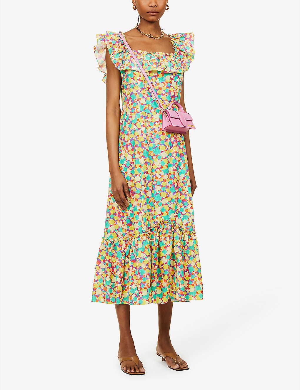 Cl June Graphic-print Cotton Midi Dress 