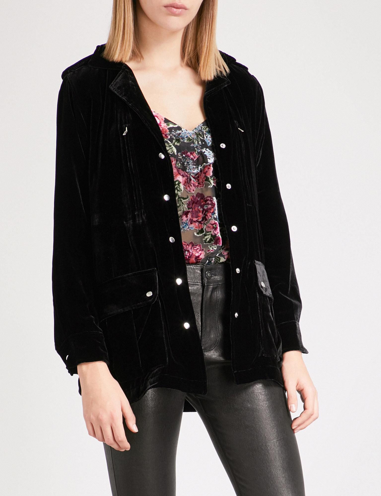 The Kooples Velvet Military Jacket in Black - Lyst