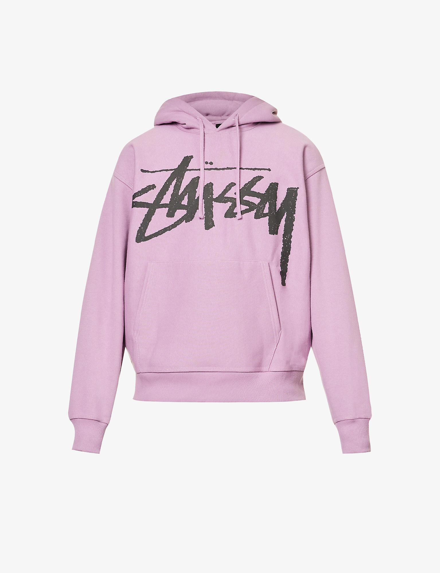 Stussy Big Stock Logo-print Cotton-blend Hoody in Pink for Men | Lyst