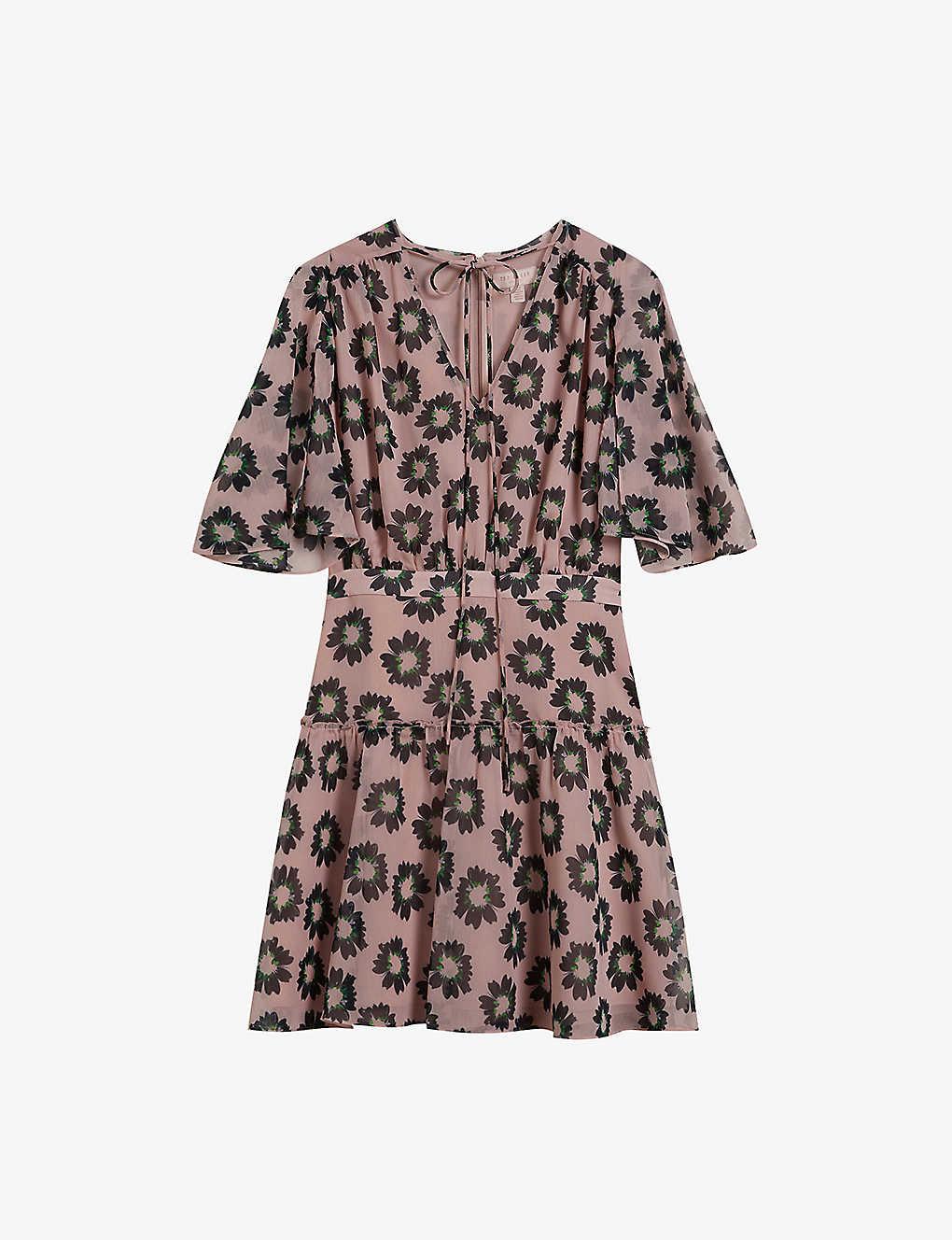 Ted Baker Lucieey Floral-print Tiered Fit-and-flare Woven Mini Dress in ...