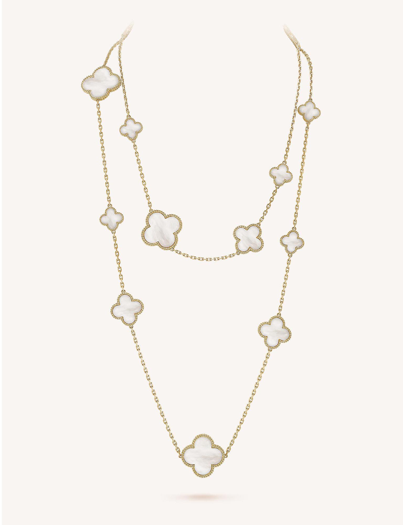 Van Cleef & Arpels Women's Yellow Gold Magic Alhambra And Mother-of-pearl  Necklace in Metallic | Lyst