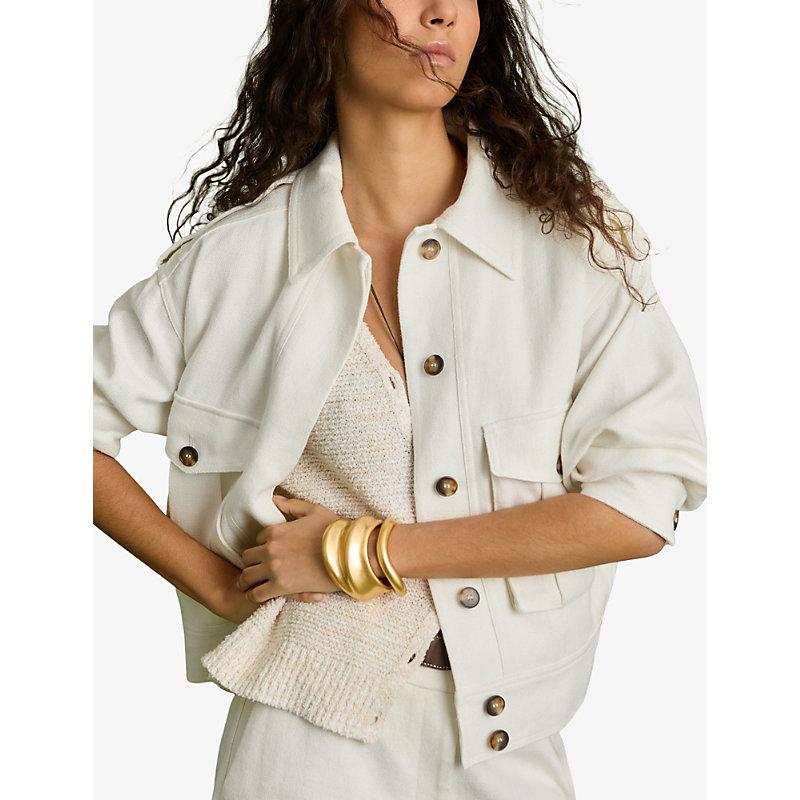 【海外限定】REISSジャケット☆Isla Pointed-Collar Linen-Blend Reiss Isla Pointed-Collar Linen-Blend Jacket in White | Lyst