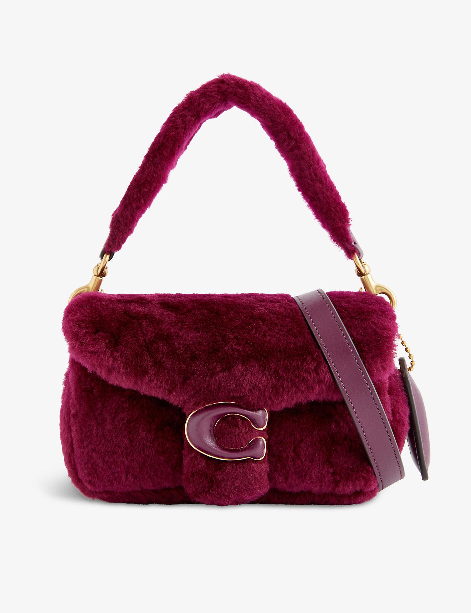 COACH Pillow Tabby Shearling And Leather Cross-body Bag in Red | Lyst