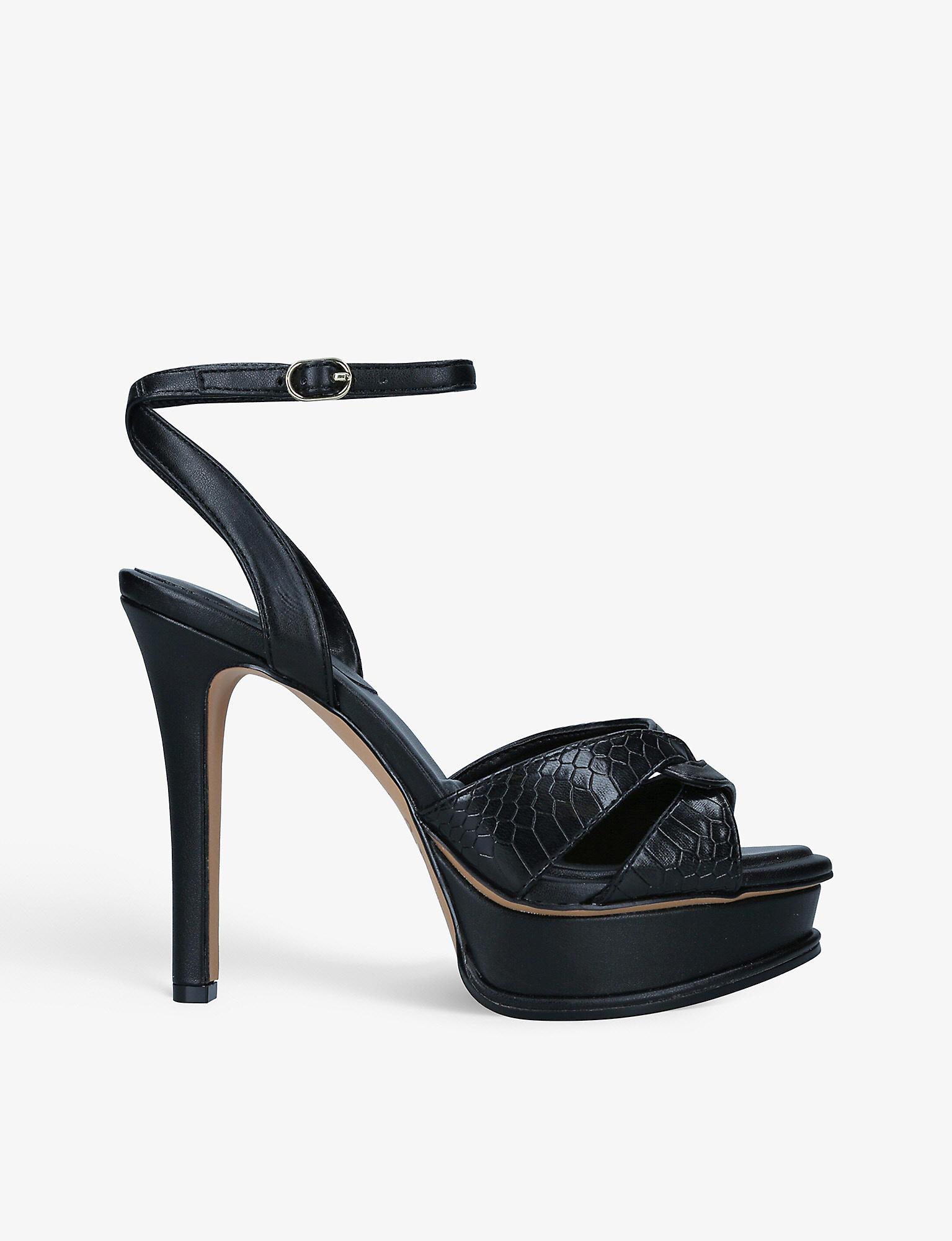 ALDO Ocoewan Pythonembossed Platform Fauxleather Sandals in Black Lyst