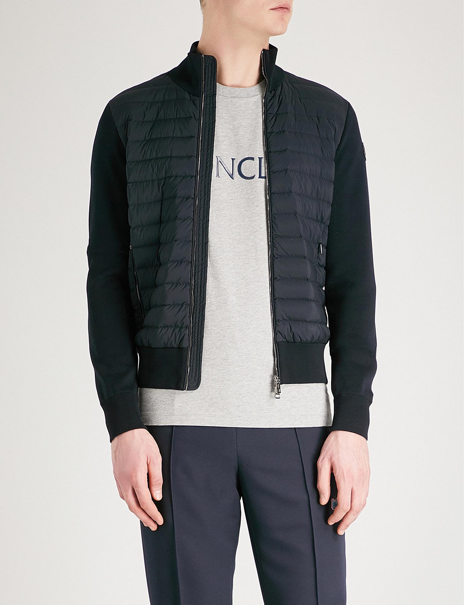 Lyst - Moncler Cardi Quilted Knitted Jacket in Blue for Men