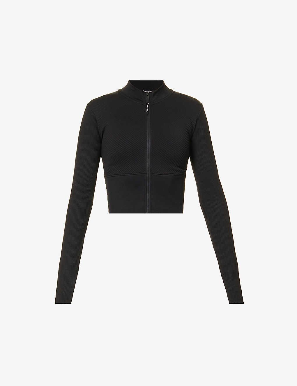 Calvin Klein Seamless Ribbed Stretch-woven Jacket in Black | Lyst