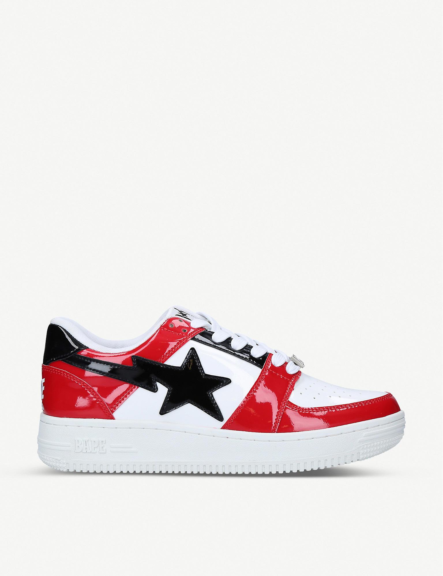 A Bathing Ape Bapesta Shooting Star Leather Trainers in Red for Men | Lyst