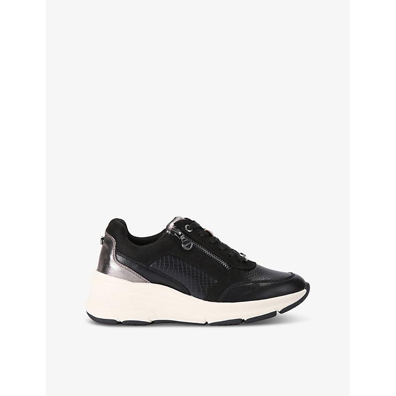 Carvela Kurt Geiger Stride Branded Faux Leather Low Top Trainers in Black Lyst UK