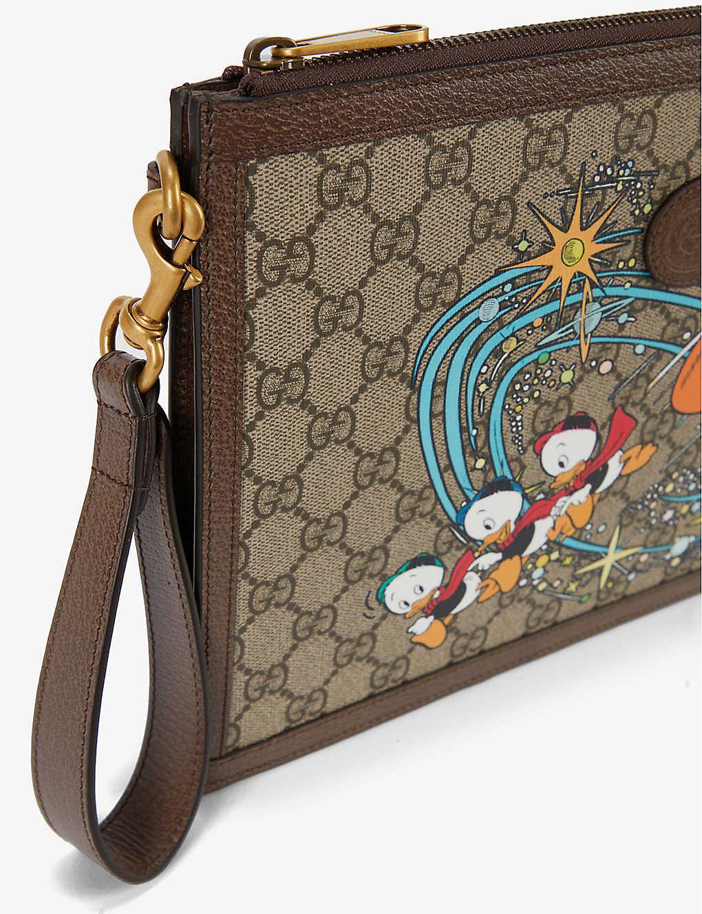 Gucci X Disney Donald Duck Canvas And Leather Clutch Bag for Men 