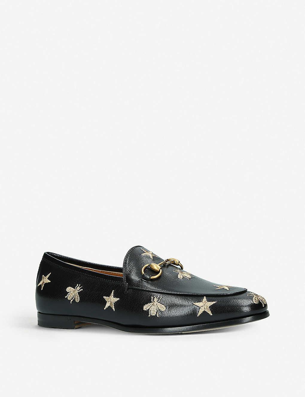 gucci jordaan embroidered leather loafer