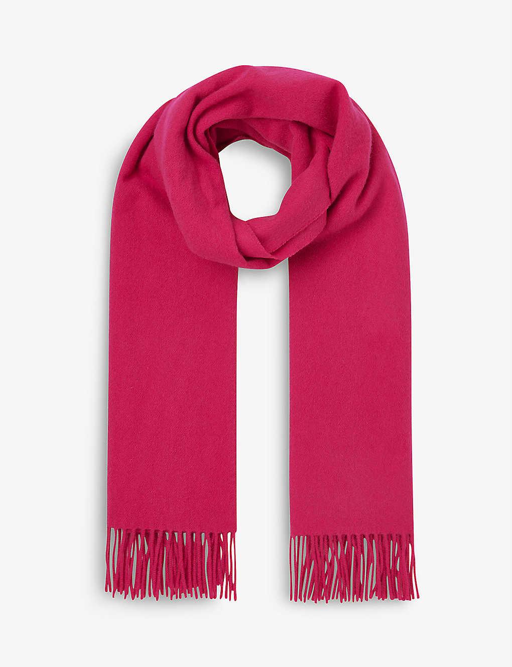 Whistles Fringed Wool Scarf in Pink | Lyst