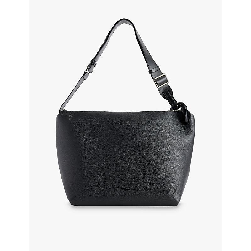 JW Anderson Corner Branded Leather Shoulder Bag in Black for