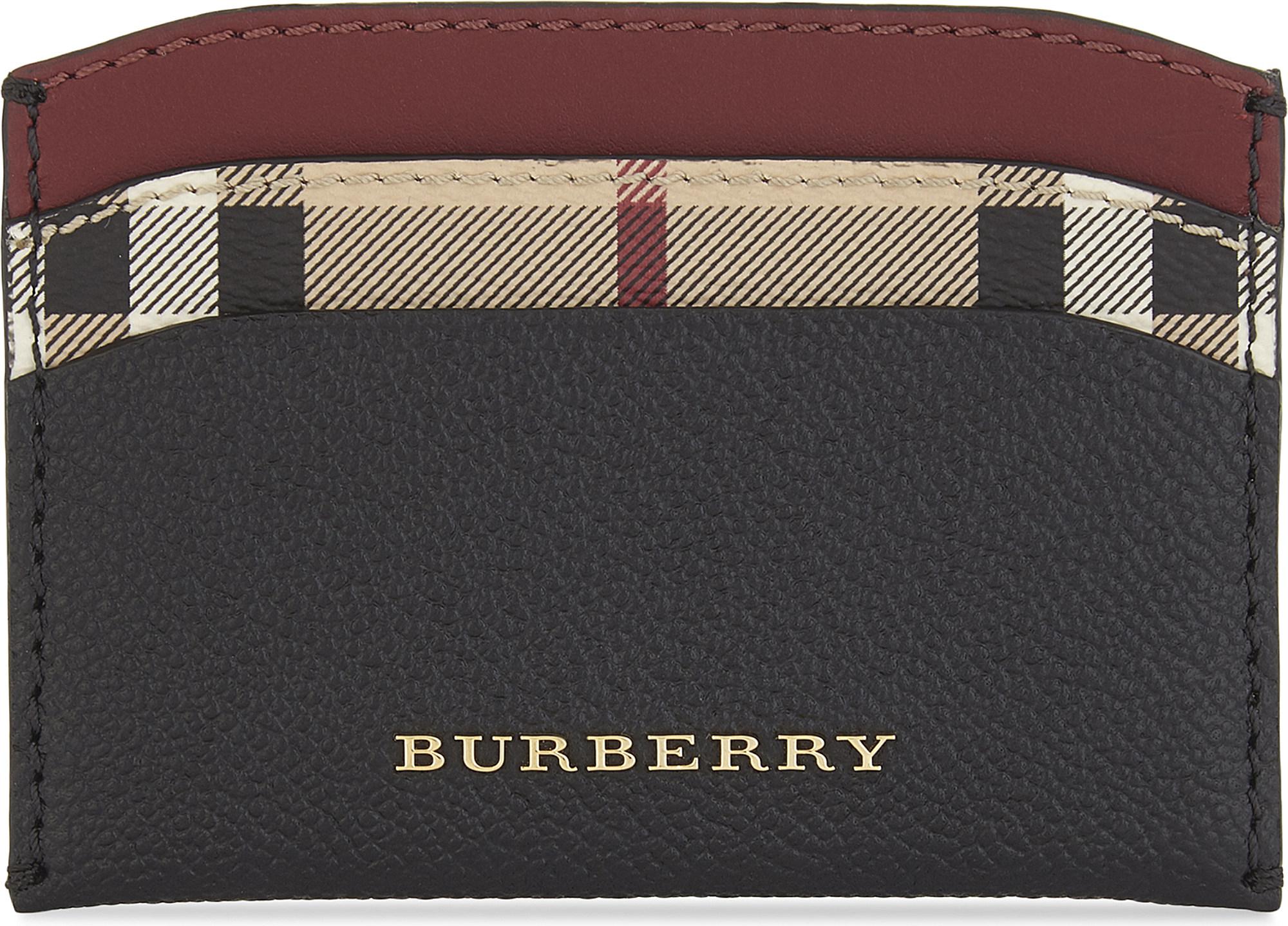 Burberry Black Haymarket Leather Izzy Card Holder