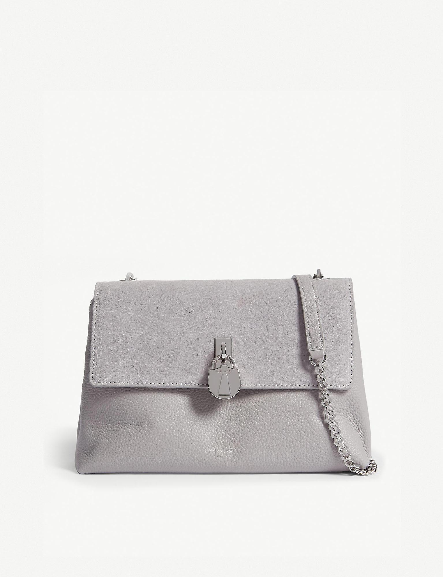 Ted Baker Helena Suede And Leather Crossbody Bag in Grey (Gray) Lyst